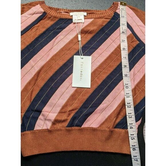 Foxiedox Top Pullover Cropped Striped Knit Long Sleeve Size Small - Picture 4 of 8
